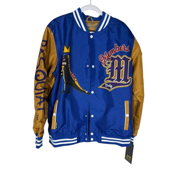 NWT Members Only Jean-Michel Basquat Blue Varsity Windbreaker Size Large - Picture 1 of 7